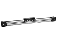 Rodless toothed belt cylinders with adustable slide guideway