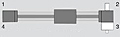 Brake at 3 with extended shaft for synchronization at 2