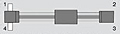 Shaft for synchronization on two side conection at 1,4